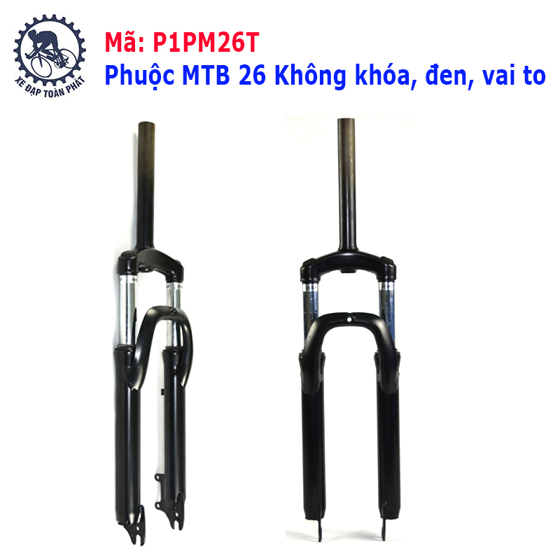 Phuộc MTB 26 Không khóa, đen, vai to