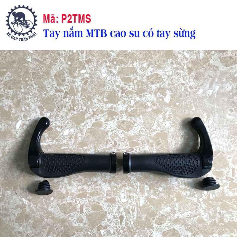 Tay nắm MTB cao su có tay sừng