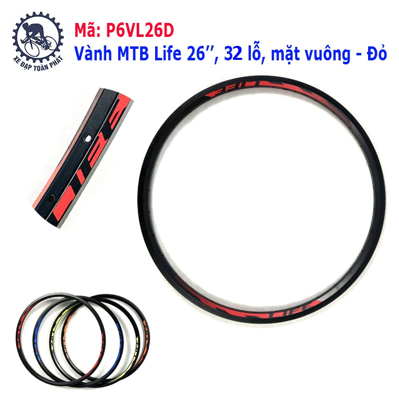 Vành MTB Life 26'', 32 lỗ, mặt vuông