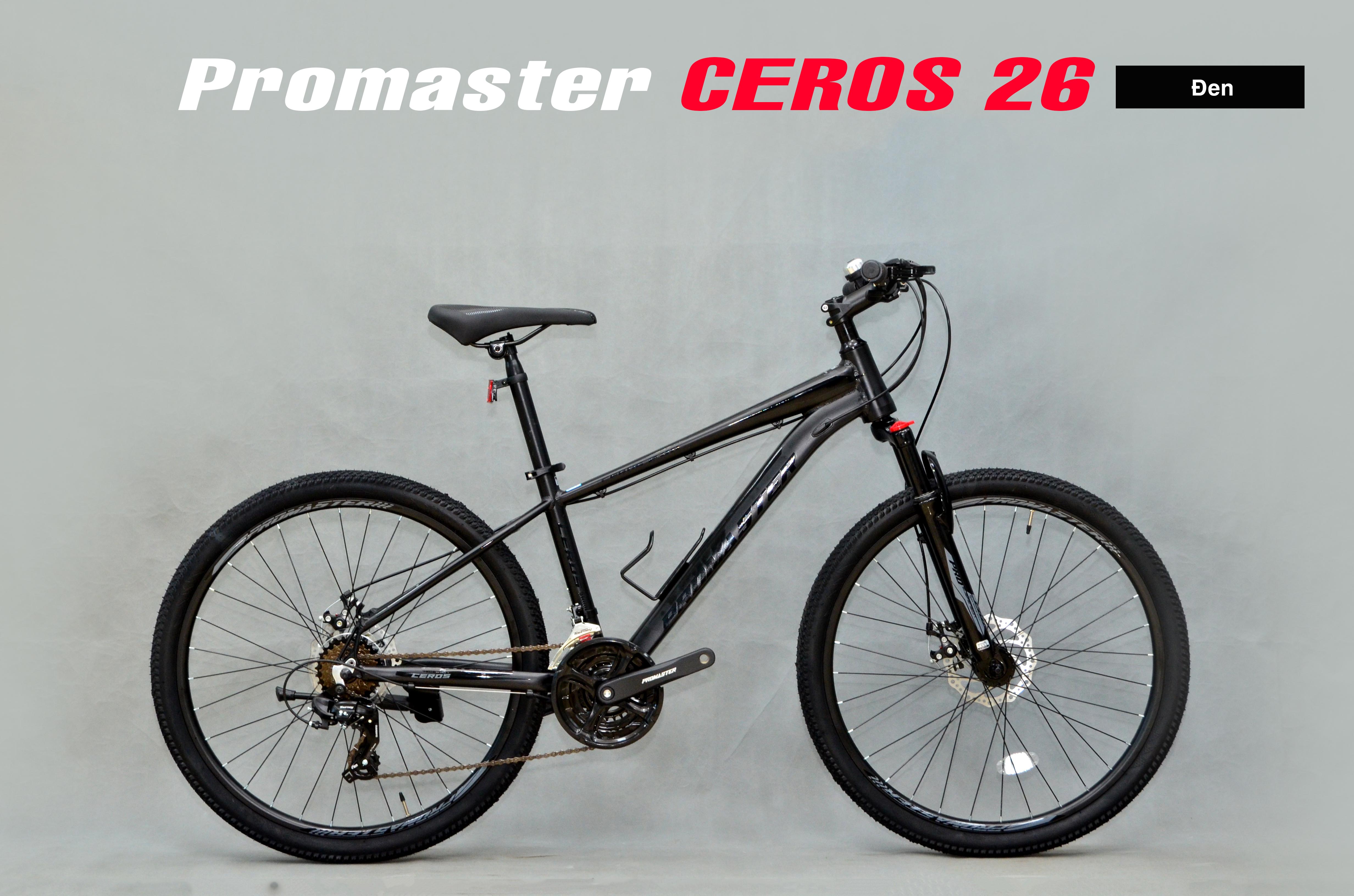 Xe đạp địa hình PROMASTER CEROS 26: Khung Nhôm 6061, Group SHIMANO 3x8 tốc độ, Lốp 26x2.125