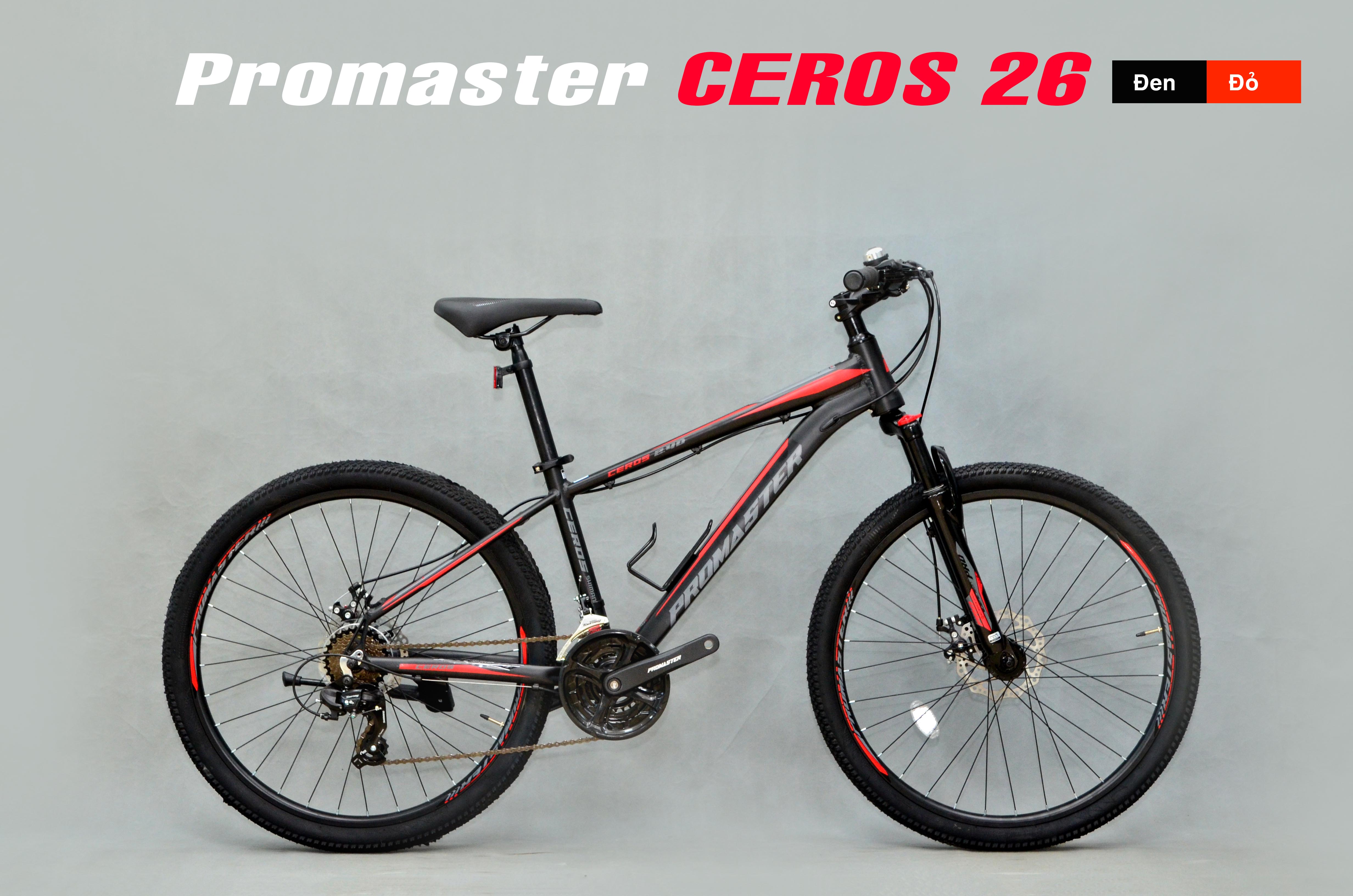 Xe đạp địa hình PROMASTER CEROS 26: Khung Nhôm 6061, Group SHIMANO 3x8 tốc độ, Lốp 26x2.125