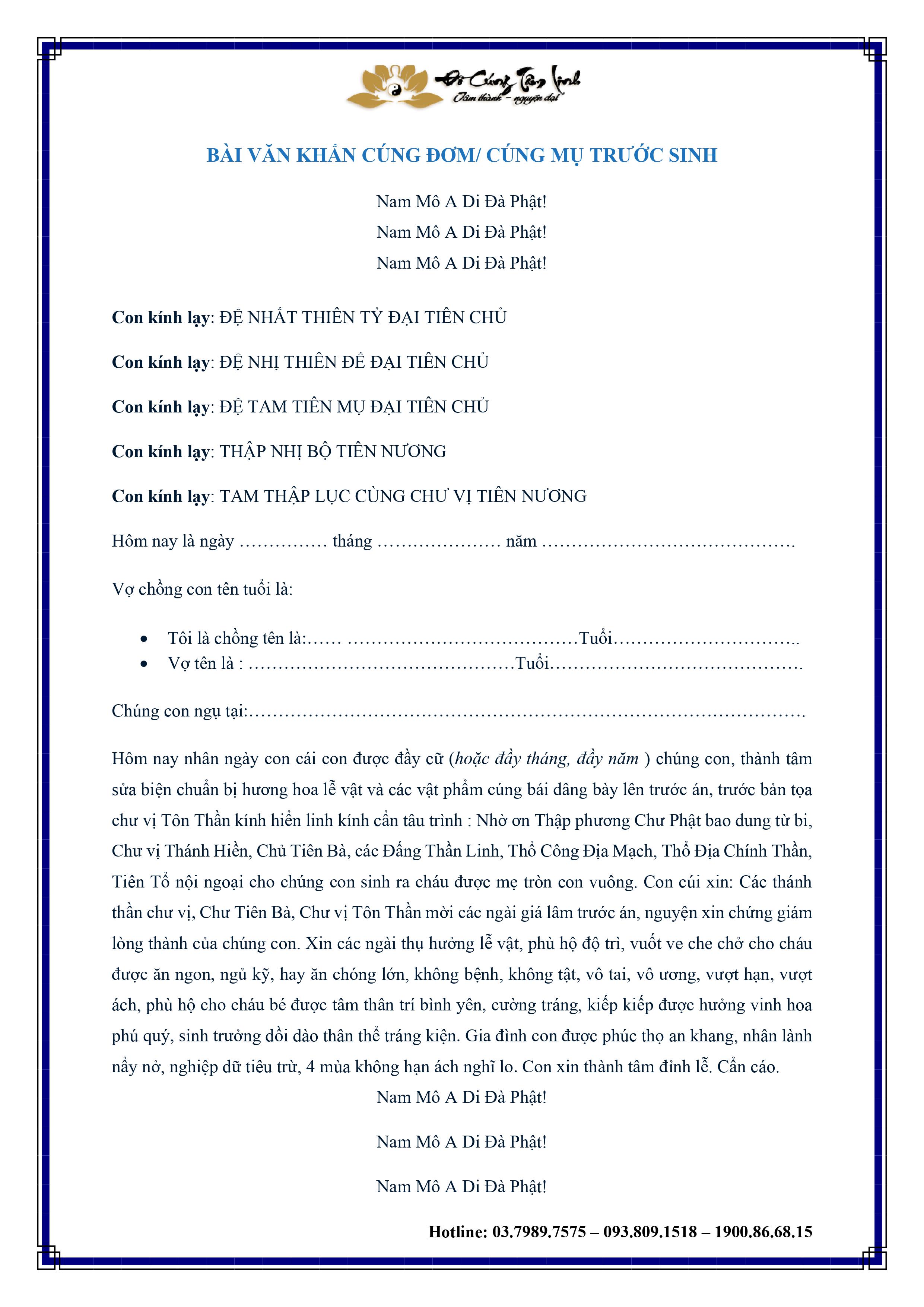 Văn Khấn Cúng Mụ Trước Sinh Cầu Bình An May Mắn Cho Mẹ Và Bé