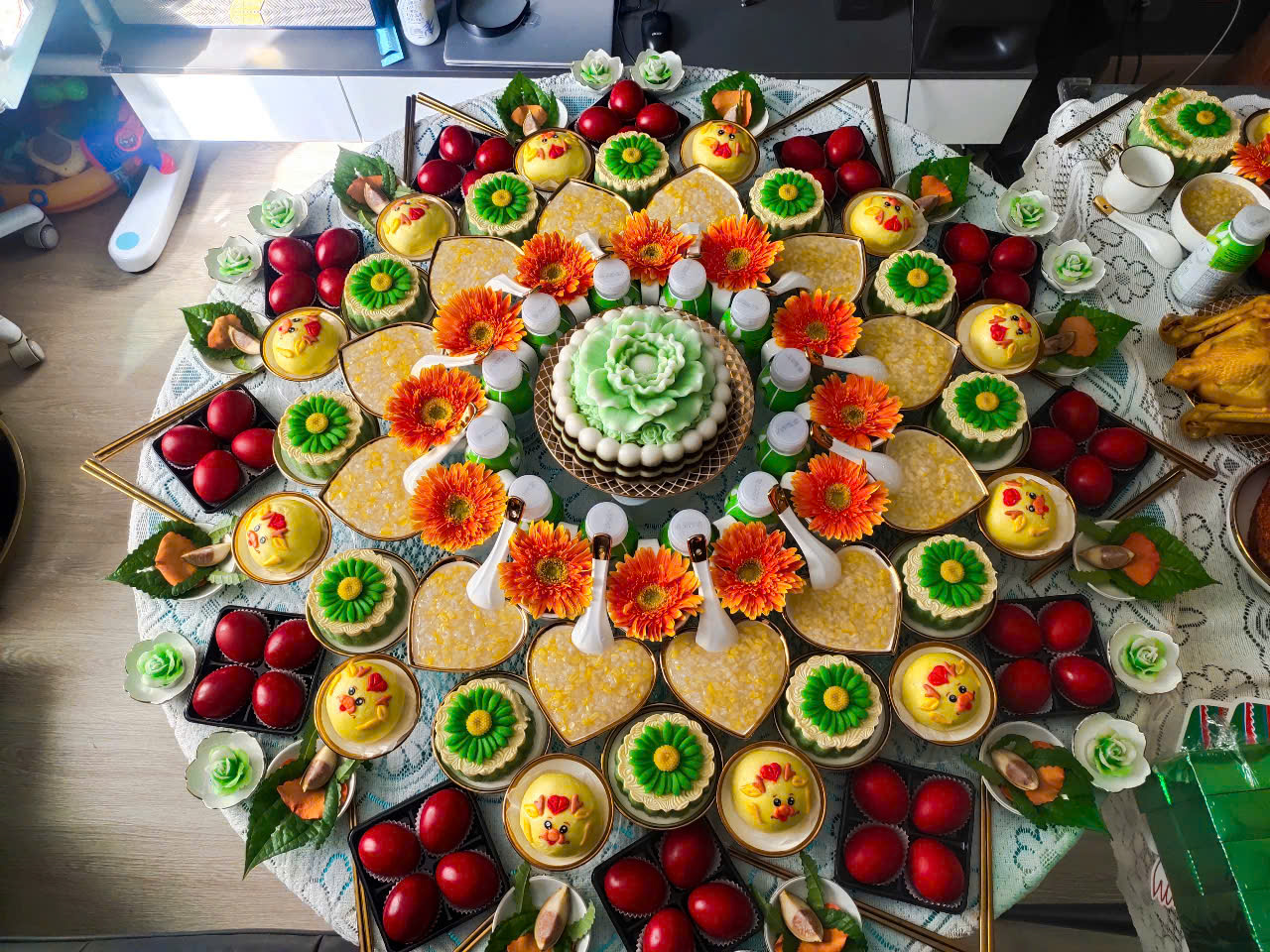 Mâm cúng đầy tháng Bé Gái kiểu hiện đại