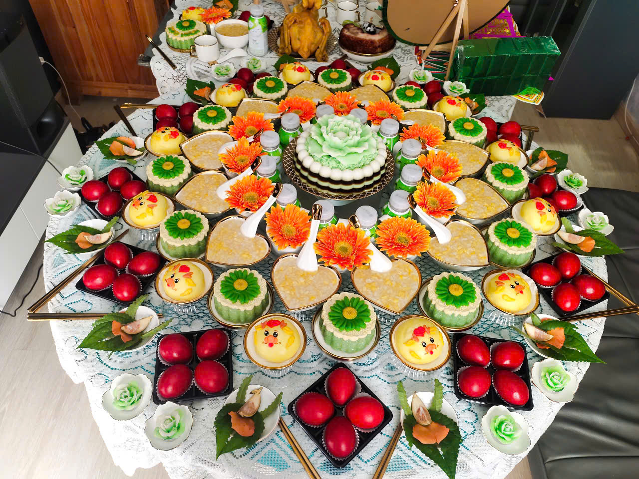 Mâm cúng đầy tháng Bé Gái kiểu hiện đại