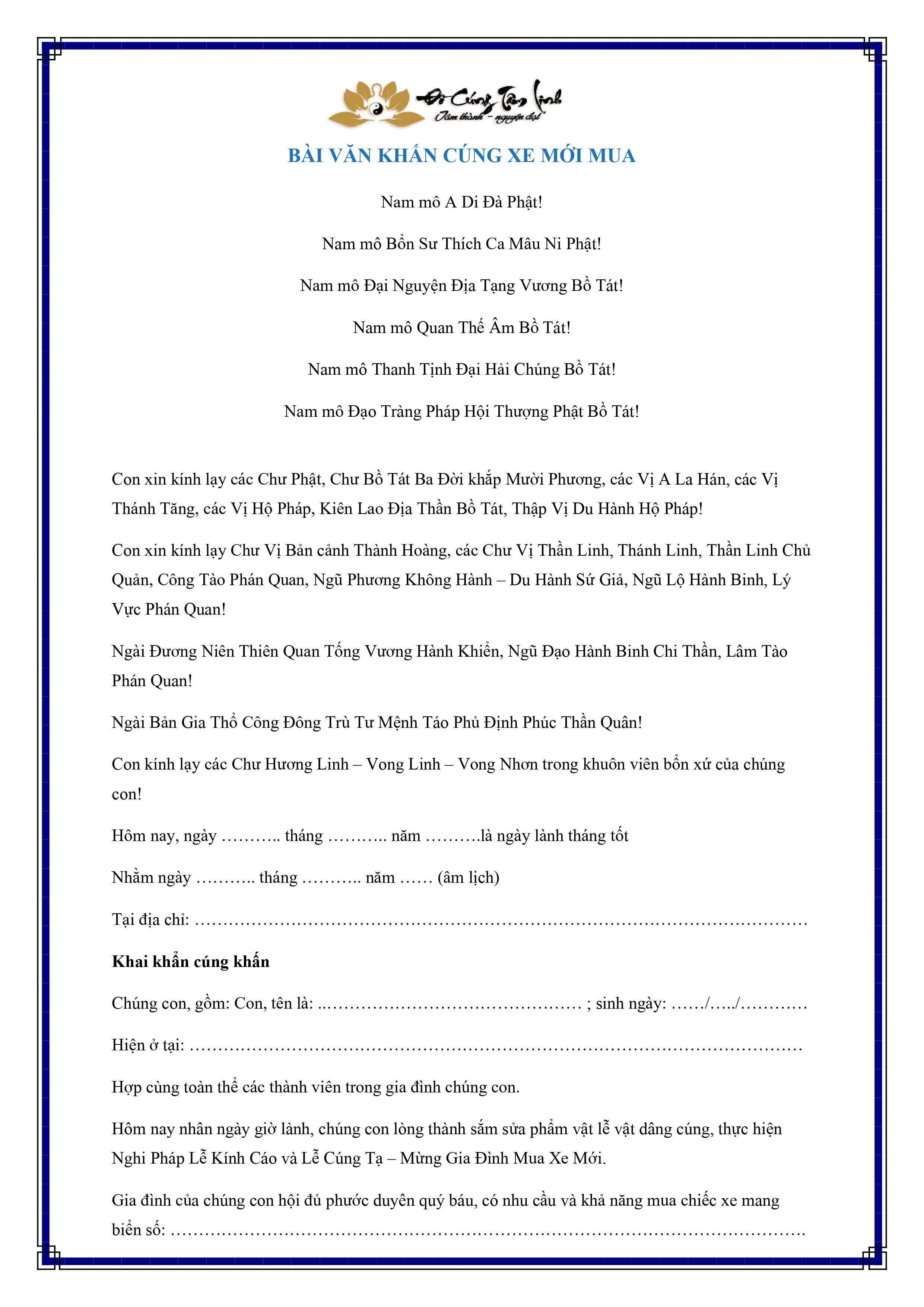 Van Khan cung xe mới mua