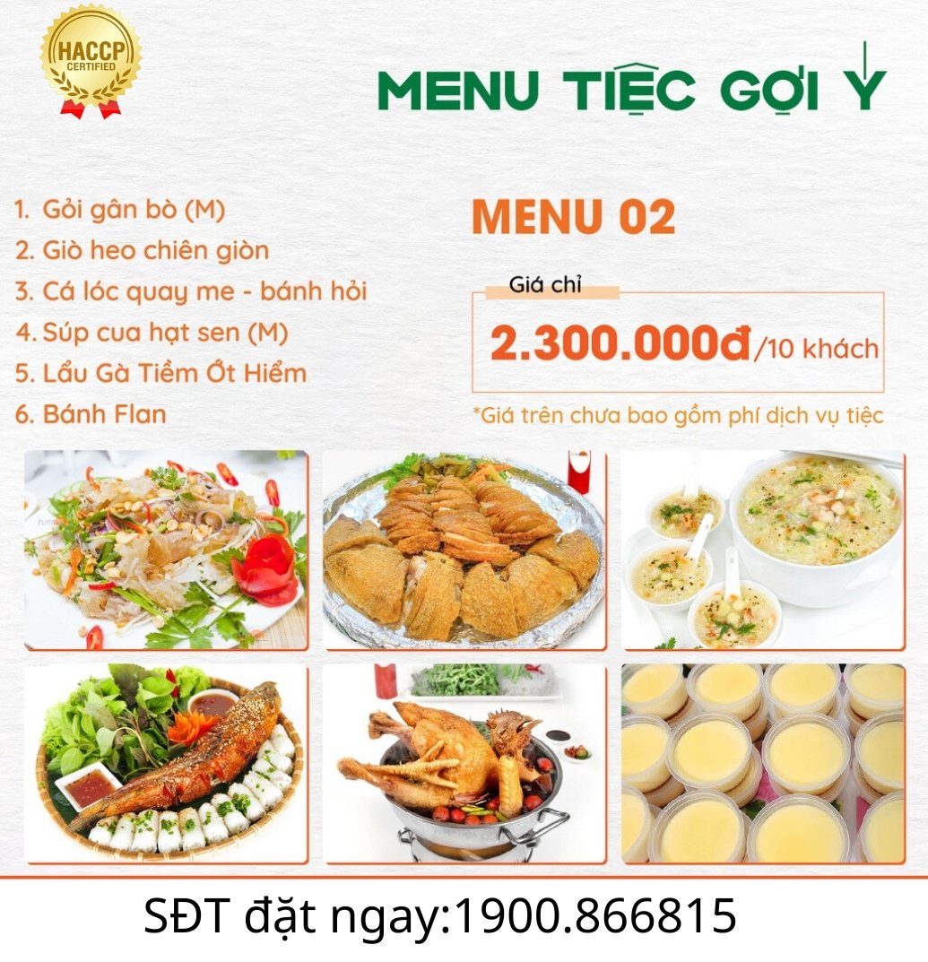 menu tiệc tại đầy tháng