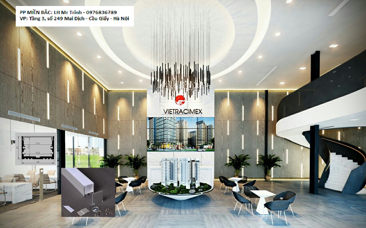 Đèn led thanh nhôm cho không gian showroom.