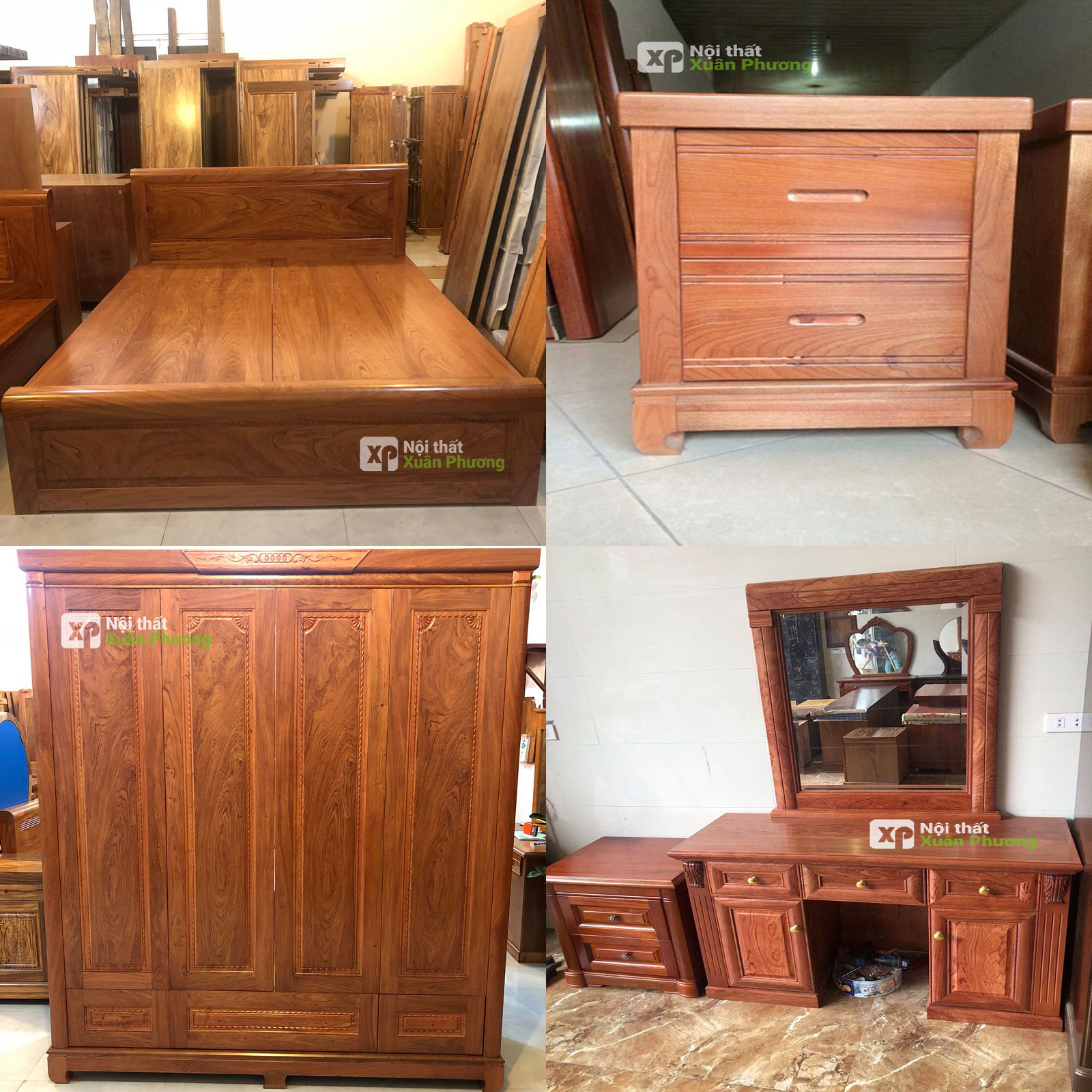 Combo chọn bộ gỗ hương đá – giường –  tủ – bàn trang điểm – táp đầu giường