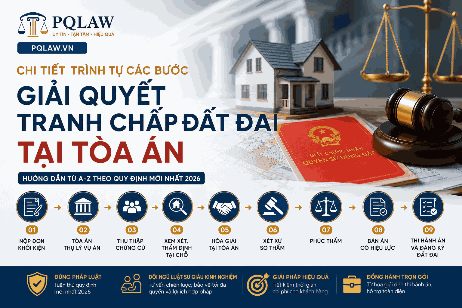 QUY TRÌNH GIẢI QUYẾT TRANH CHẤP ĐẤT ĐAI TẠI TÒA ÁN MỚI NHẤT 2026