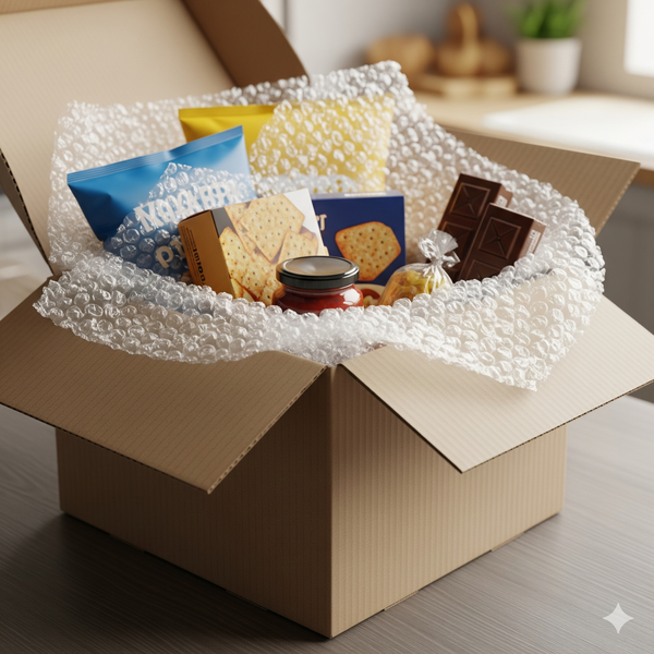 Đóng gói bằng thùng carton kết hợp túi xốp hơi (bubble wrap)