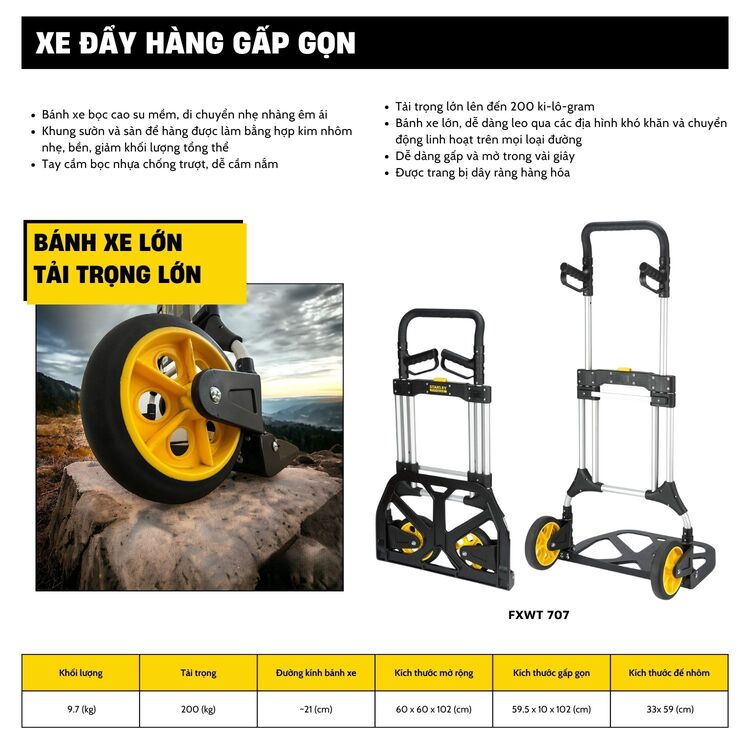 Xe đẩy hàng Stanley 2 bánh FT520 200kg