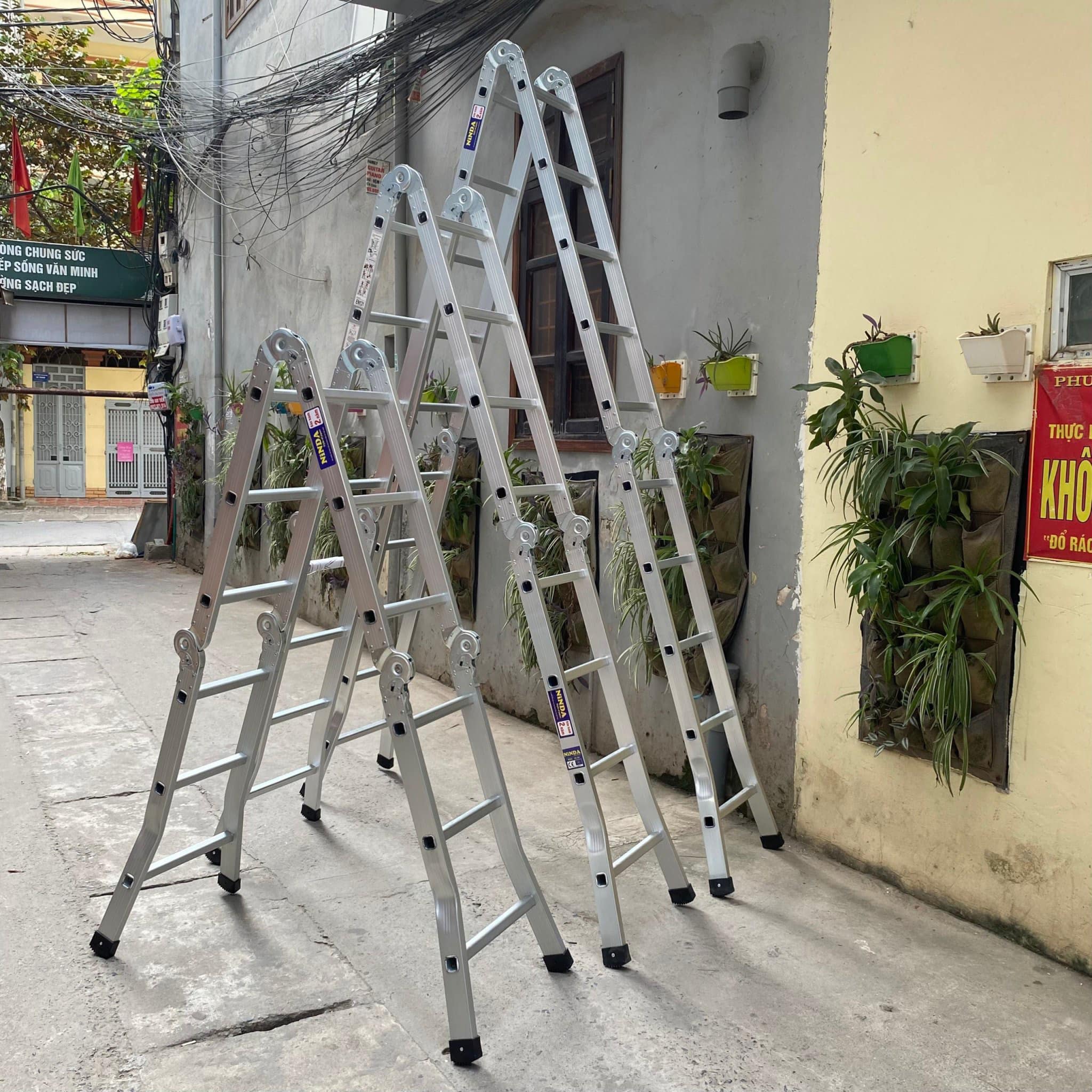 Thang nhôm 4 khúc Ninda ND-405 cao 5,7m