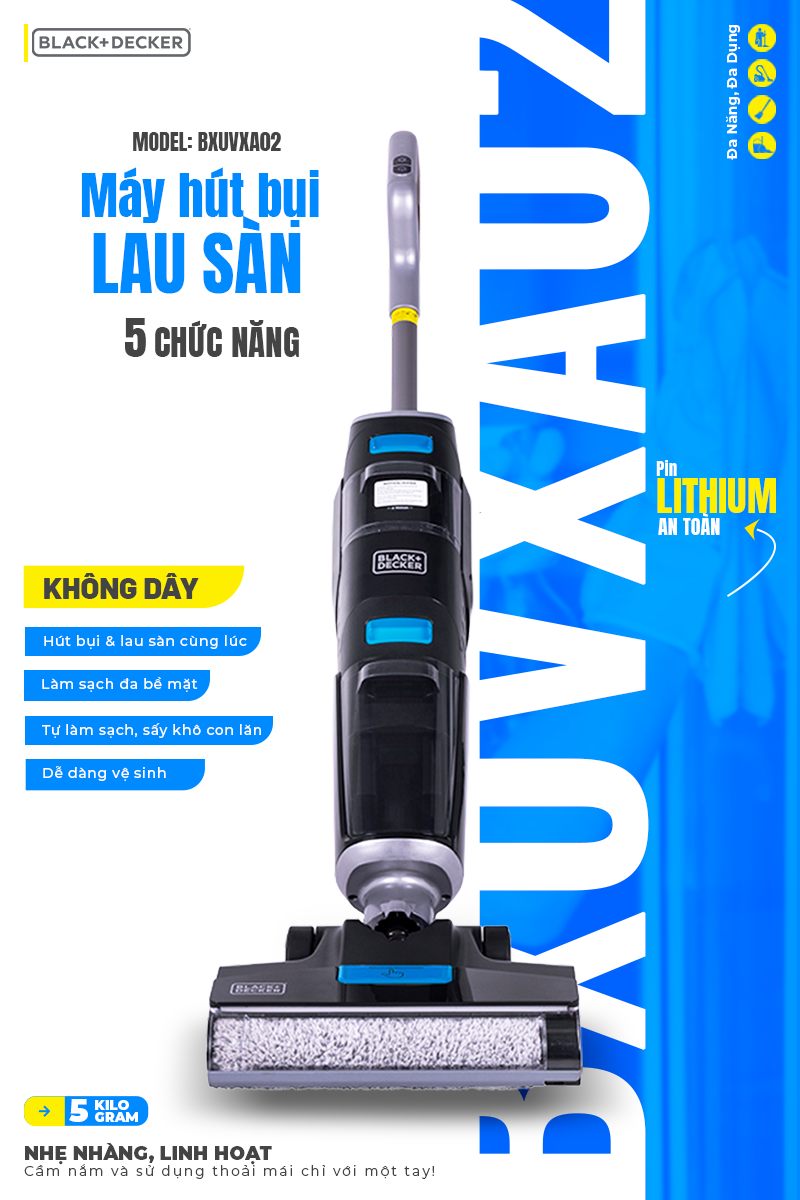 Máy hút bụi lau sàn Black+Decker BXUVXA02
