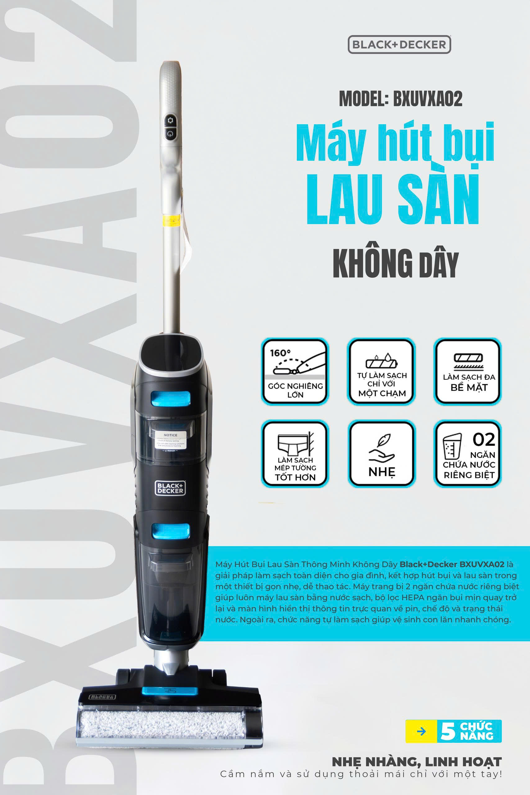 Máy hút bụi lau sàn Black+Decker BXUVXA02