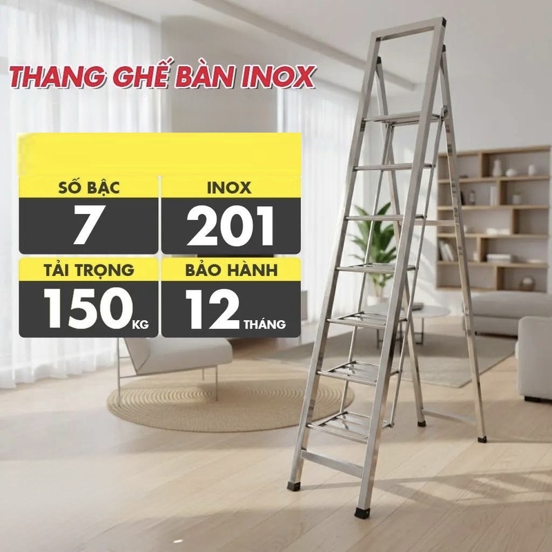 Thang ghế inox Tùng Phát 7 bậc