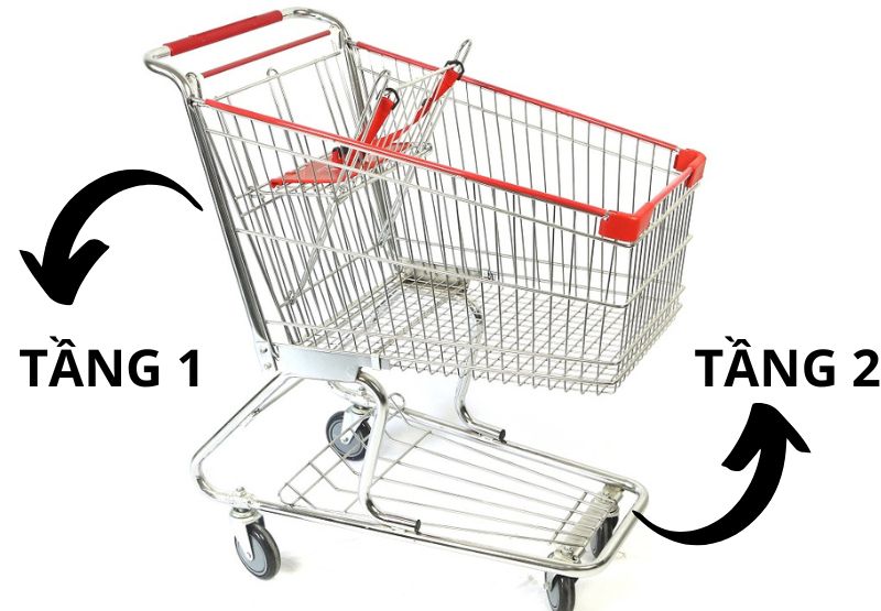 Xe đẩy siêu thị 2 tầng 150 Lít