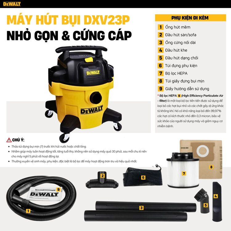 Máy hút bụi công nghiệp Dewalt DXV23P 23L