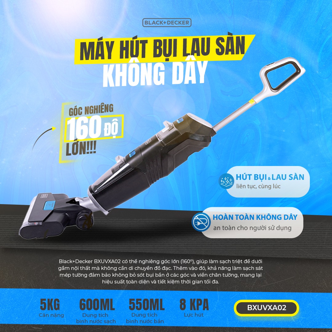 Máy hút bụi lau sàn Black+Decker BXUVXA02