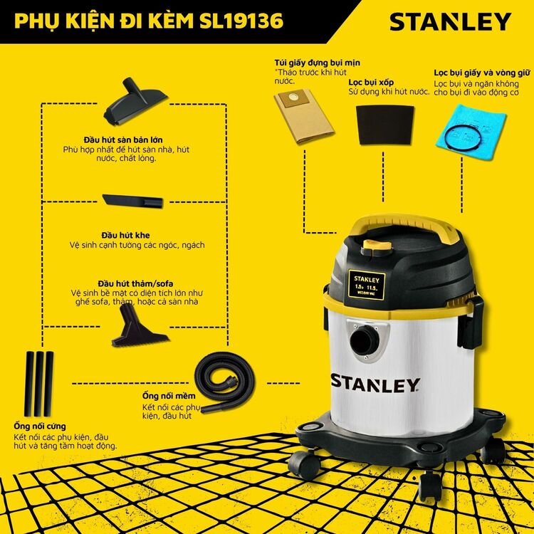 Máy hút bụi công nghiệp Stanley SL19136 11,5L
