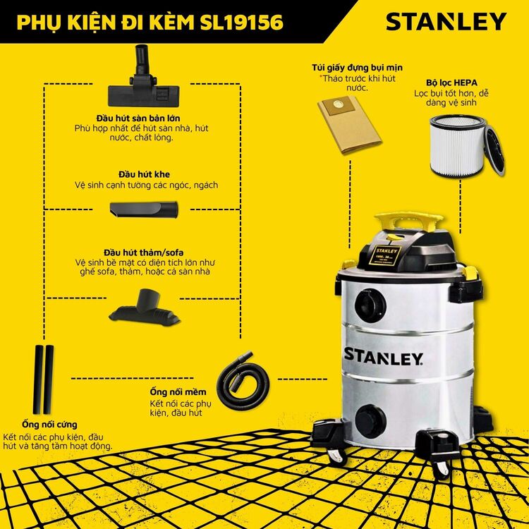 Máy hút bụi công nghiệp Stanley SL19156 38L