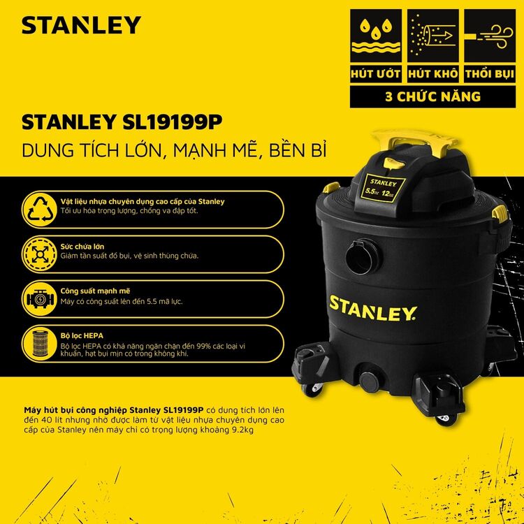 Máy hút bụi công nghiệp Stanley SL19199P 45L