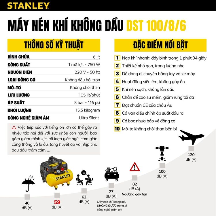 Máy nén khí 6L Stanley Fatmax DST100/8/6