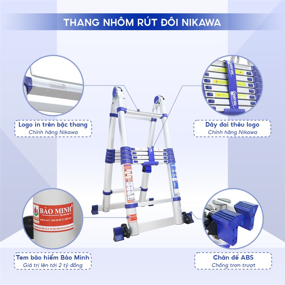Thang nhôm rút chữ A Nikawa NK-50AI-Pri