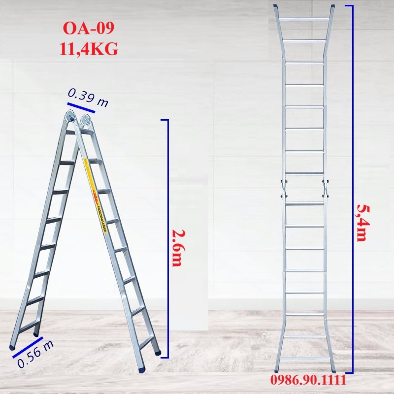 Thang nhôm chữ A Poongsan OA-9