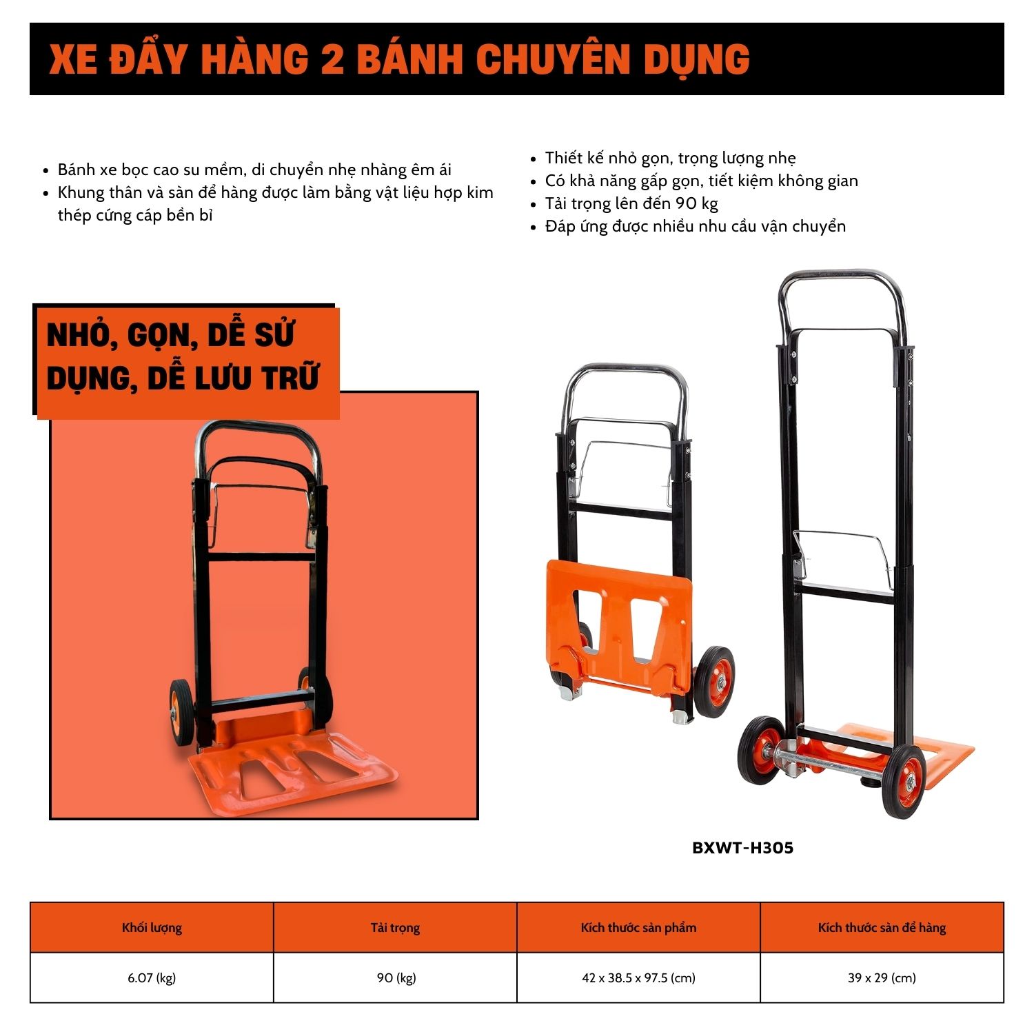 Xe đẩy 2 bánh BlackandDecker H305 90kg