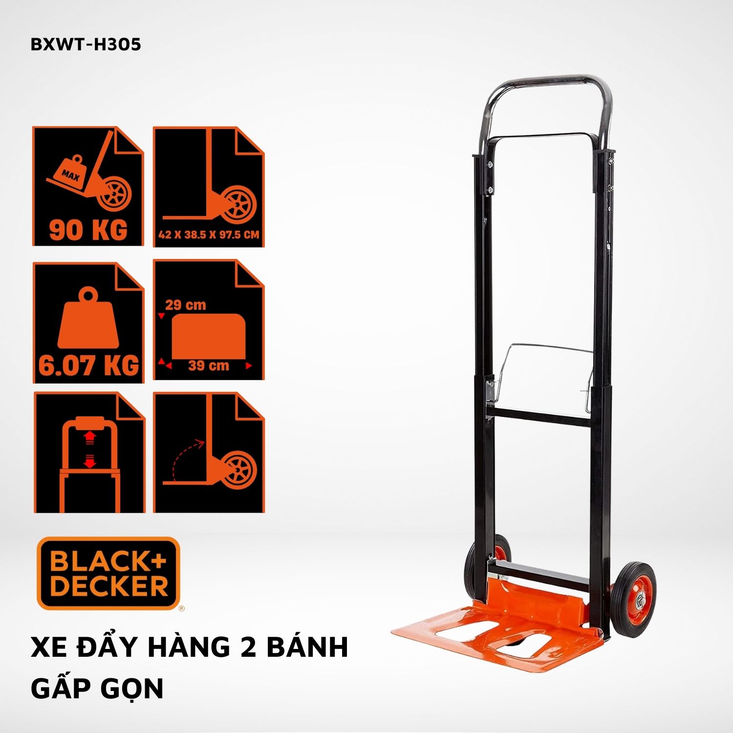 Xe đẩy 2 bánh BlackandDecker H305 90kg