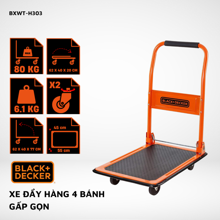 Xe đẩy 4 bánh BlackDecker H303 80kg
