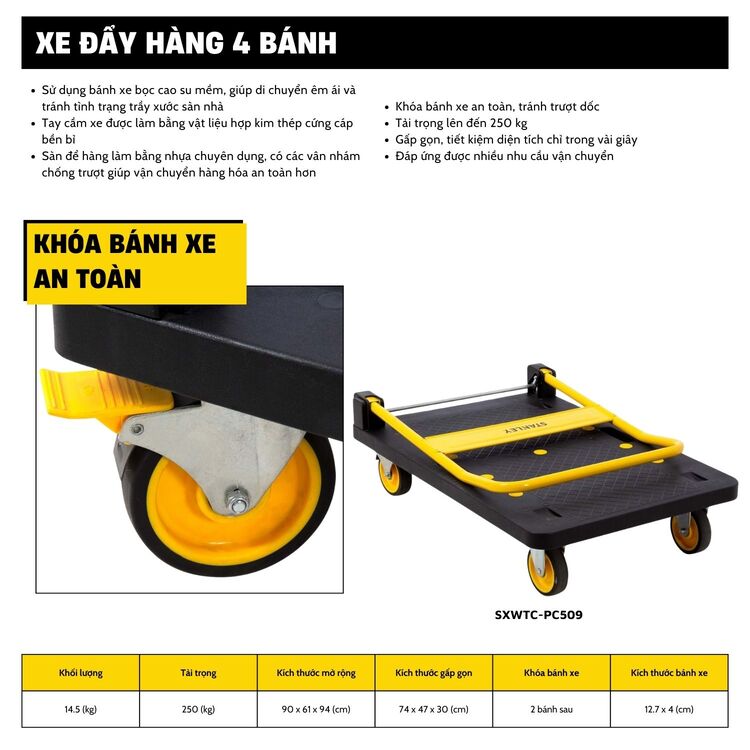 Xe đẩy Stanley 2 bánh PC509 250kg