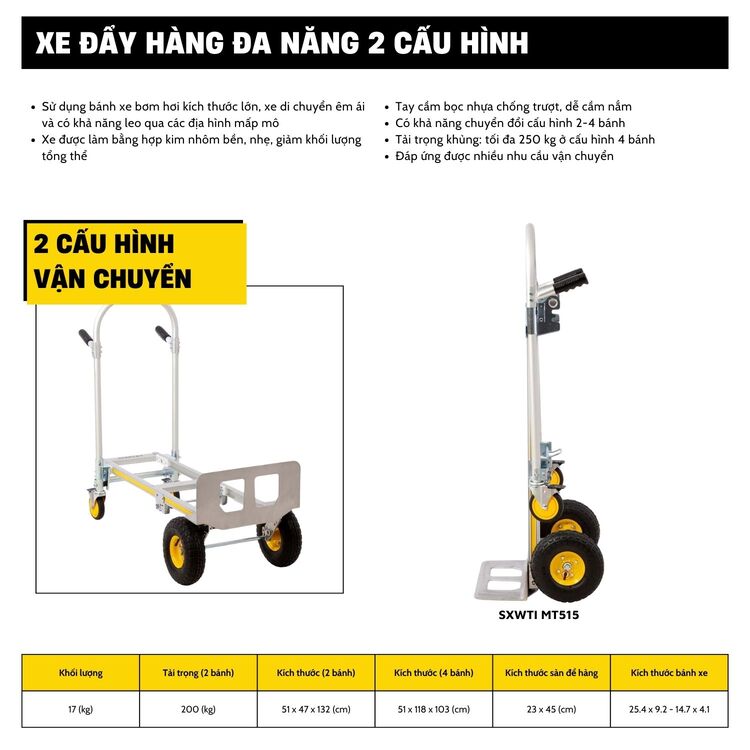 Xe đẩy Stanley 2 bánh MT515 200kg