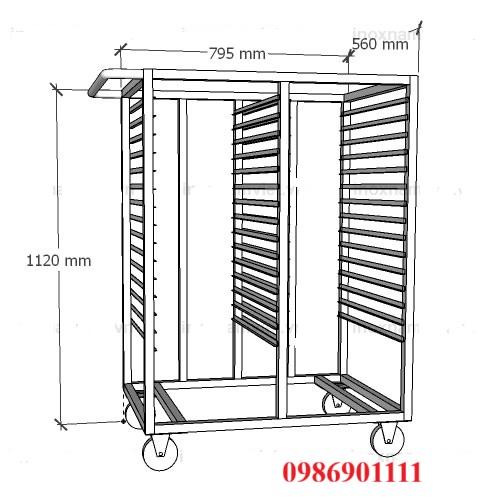 Xe đẩy khay cơm 60 khay