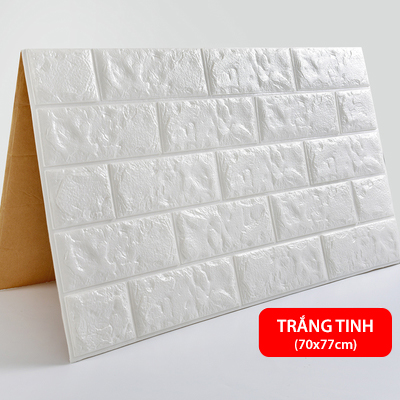 Xốp dán tường 3D giả gạch - Màu Trắng