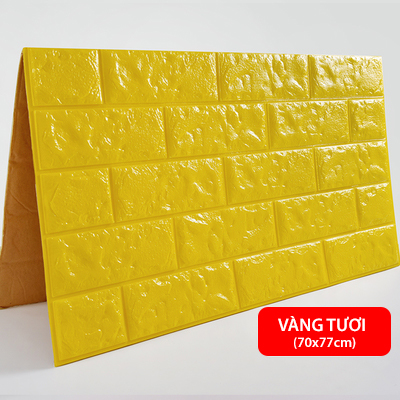 Xốp dán tường 3D giả gạch - Vàng tươi