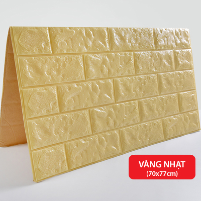 Xốp dán tường 3D giả gạch - Vàng nhạt