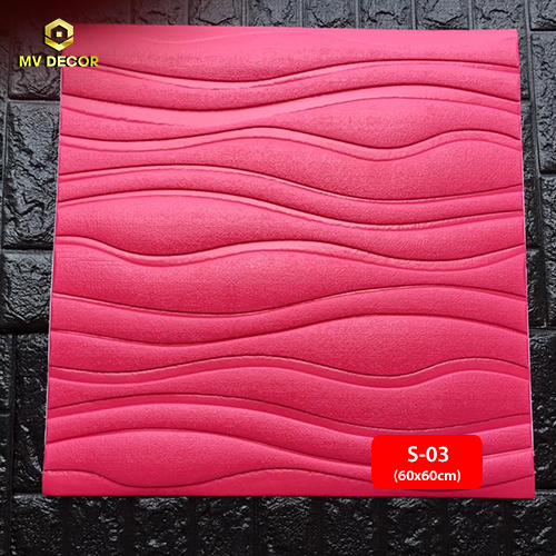 Xốp dán tường 3D vấn sóng màu hồng