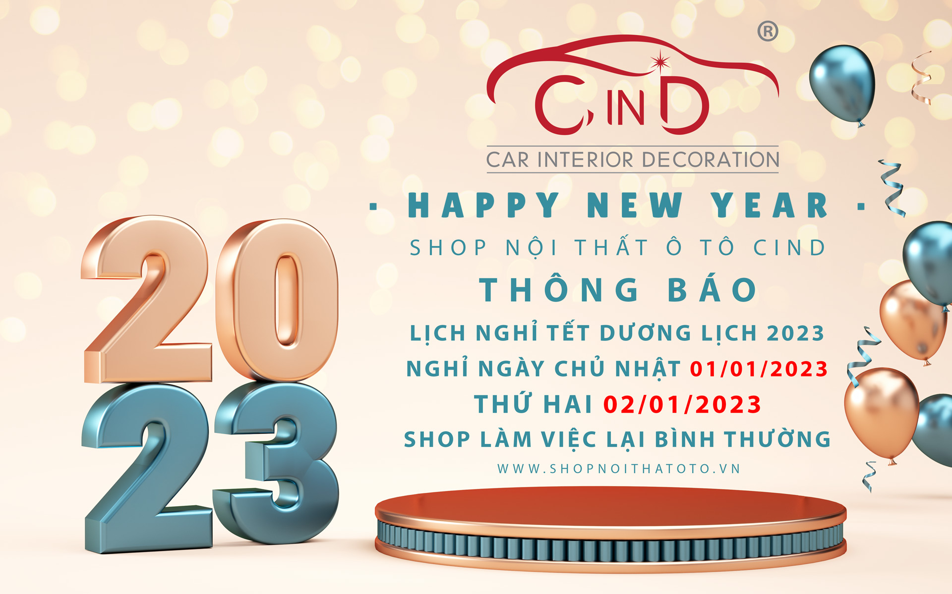 THÔNG BÁO NGHỈ TẾT DƯƠNG LỊCH 2023