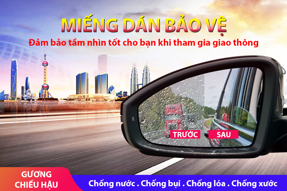 Miếng dán chống nước và chống lóa cho gương chiếu hậu hình tròn