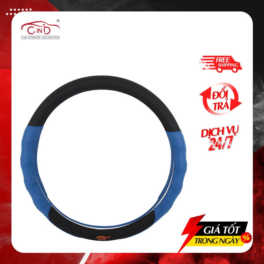 Bọc Vô Lăng CIND S048 Size M Màu Đen Lam - Nhập Khẩu Chính Hãng