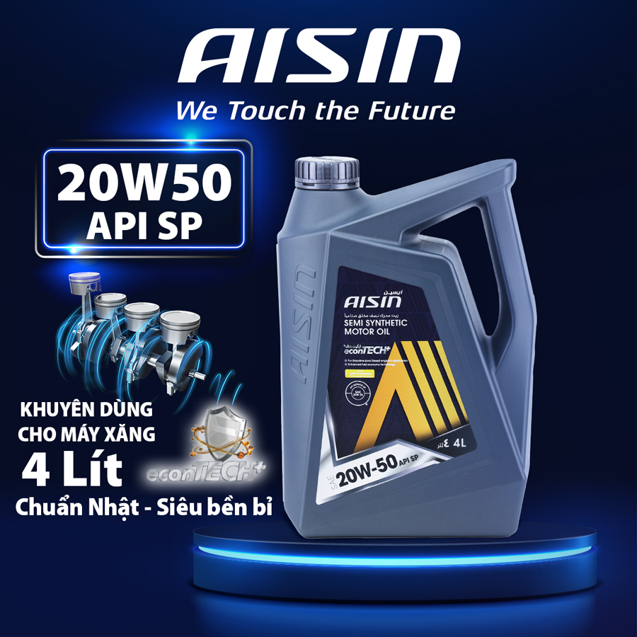 Dầu Nhớt Bán Tổng Hợp AISIN Econtech+ SP 20W50 4 Lít ESSNP2054P - Nhập Khẩu Chính Hãng