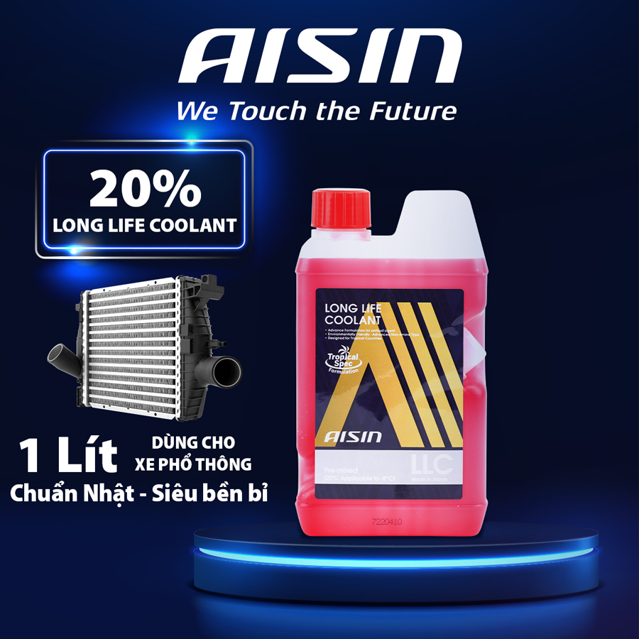Nước Làm Mát Động Cơ Màu Đỏ AISIN Long Life Coolant 20% 1 Lít LCPM20A1LR - Nhập Khẩu Chính Hãng