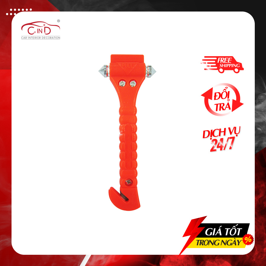 Búa Thoát Hiểm 2 Đầu Kèm Dao Cắt Dây An Toàn CIND 835 - Nhập Khẩu Chính Hãng