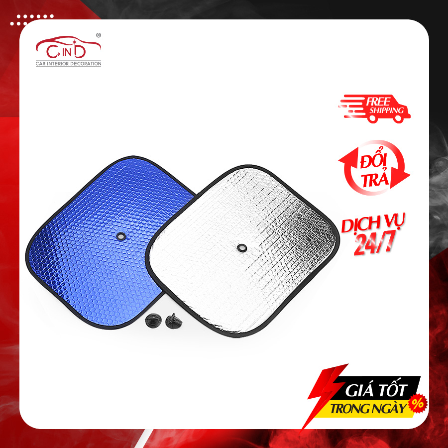 Combo 2 Tấm Che Nắng Ô Tô Xốp Tròn Nhỏ CIND-A Màu Lam (36x45 cm) - Nhập Khẩu Chính Hãng