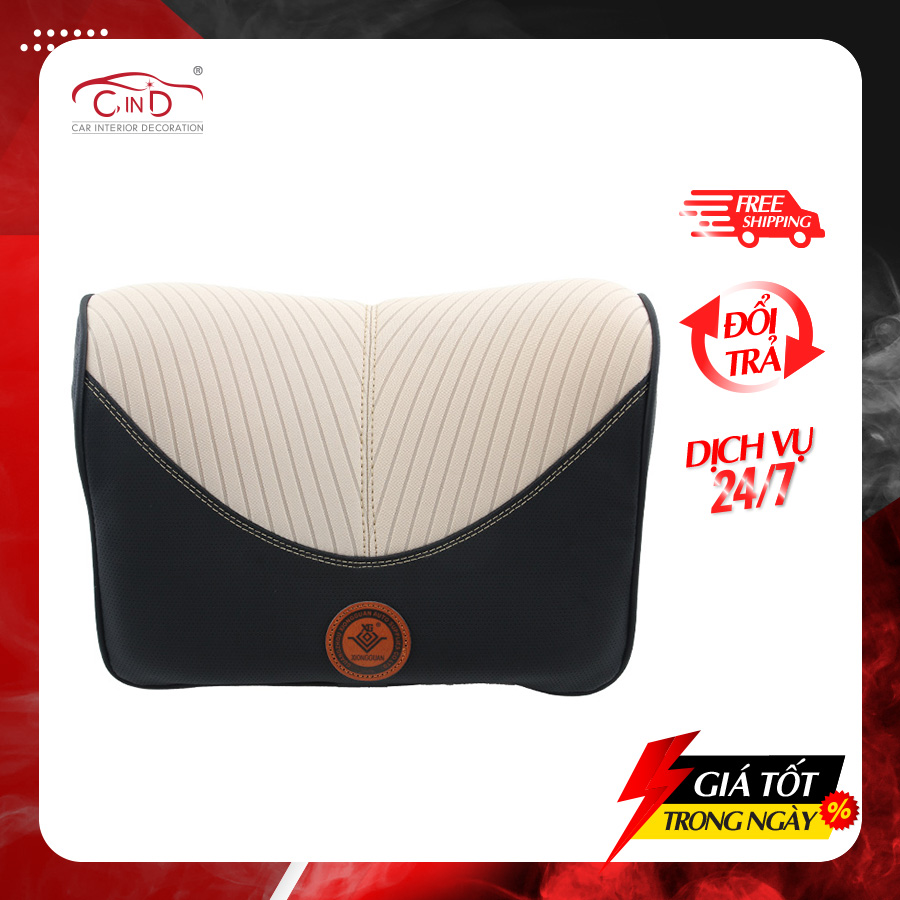 Gối Tựa Đầu Massage CIND TK008A Màu Đen Kem - Nhập Khẩu Chính Hãng