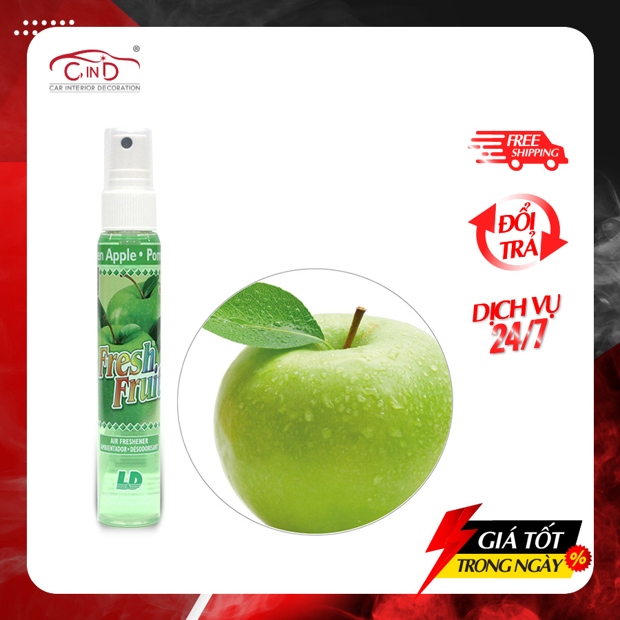 Nước Hoa Ô Tô Dạng Xịt L&D Fresh Fruit Green Apple 60ml - Nhập Khẩu Chính Hãng