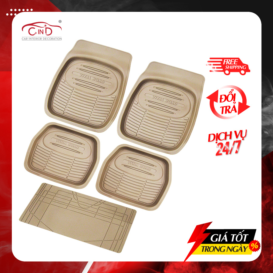 Bộ Thảm Lót Sàn Ô Tô PACKY PODA 5455 Màu Kem 4 Chỗ - Nhập Khẩu Chính Hãng