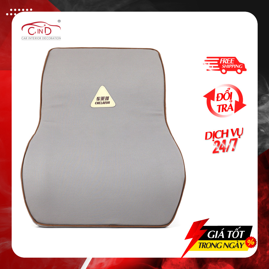Tựa Lưng Ô Tô Cao Su Non Vải Nỉ CHELAIYA MS004 Màu Xám - Nhập Khẩu Chính Hãng