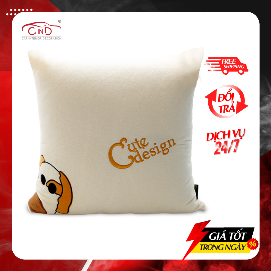 Tựa Lưng Ô Tô FOCUS Chó Mation FM-B01A Màu Kem - Nhập Khẩu Chính Hãng